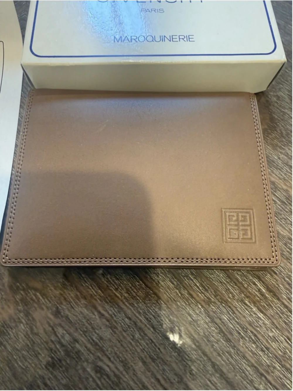 Givenchy Brown Leather Bi-Fold Wallet / Passport Holder NEW w/ Box & COA